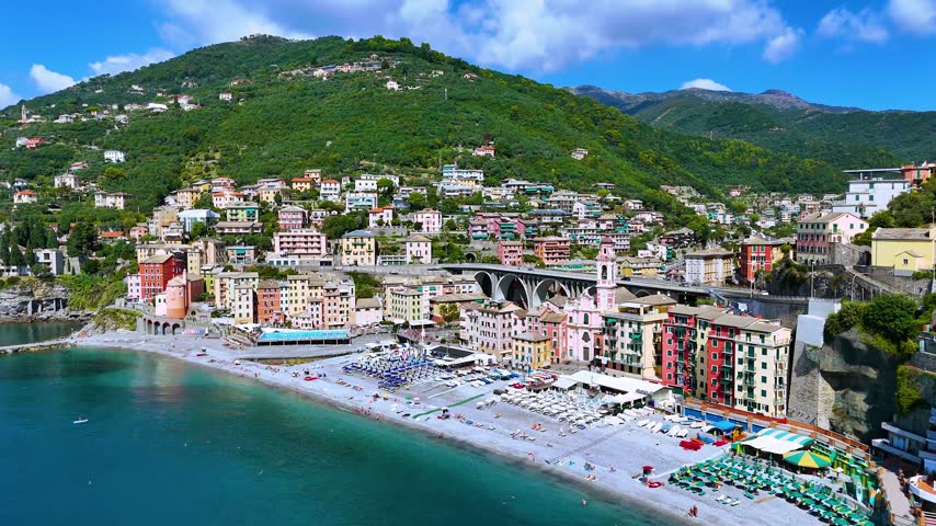 View of Sori in the Metropolitan City of Genoa, Liguria, Italy.