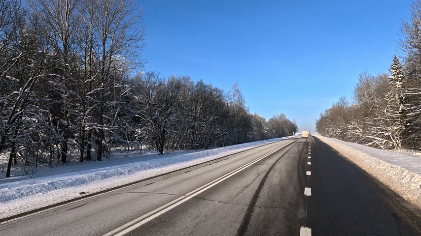 white winter road in the morning