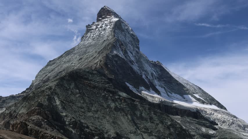 Matterhorn mountain landscape with glacier on the side, establisher