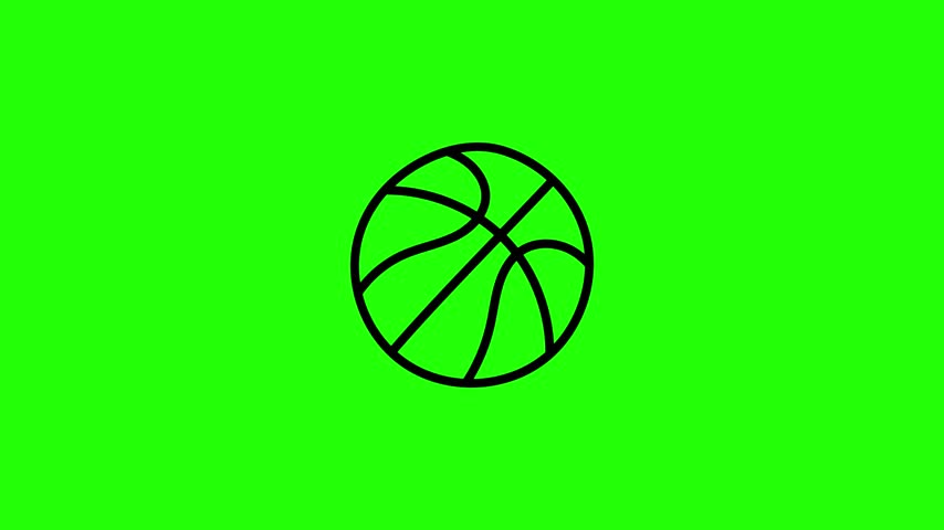 Hand Drawn Basketball Icon on Green Background
