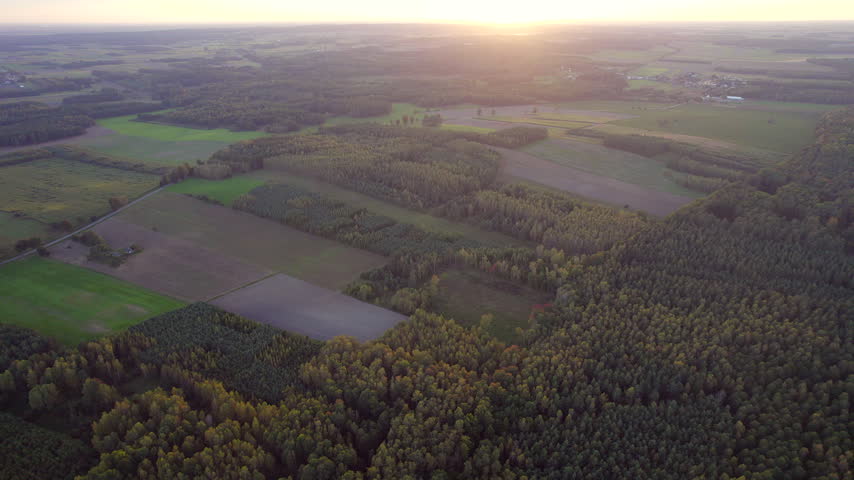 Flight over fields in Poland.