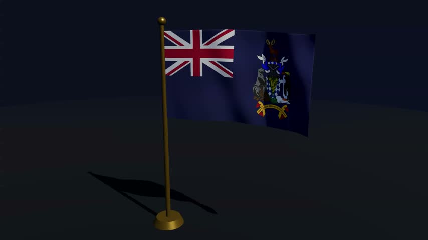 South Georgia and the South Sandwich Islands Flag 3D Style Animation
