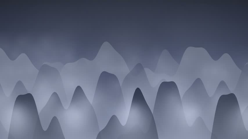 Stylized blue mountain peaks silhouette in atmospheric mist