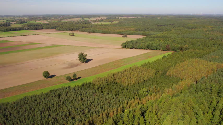 Flight over fields in Poland.