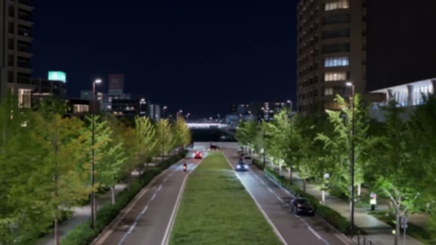 Out-of-Focus City Lights at Night in Umeda, Osaka, Japan