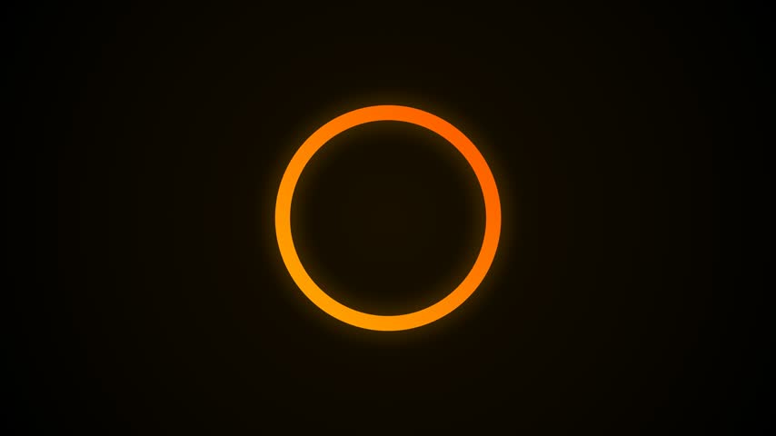 Glowing orange circular progress ring appears against a dark backdrop.
