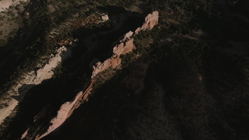 Aerial view of Garden of The Gods in Colorado Springs. Shot on an autumn day.