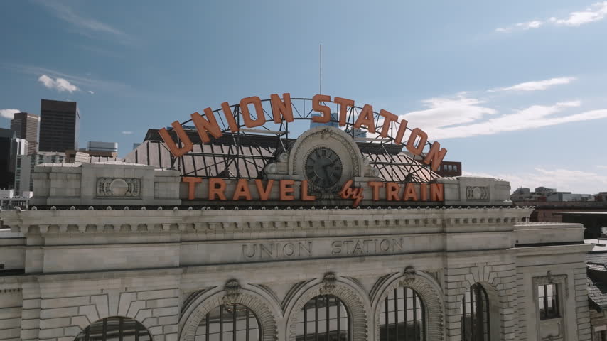 Aerial view of Union Station in Denver, Colorado.