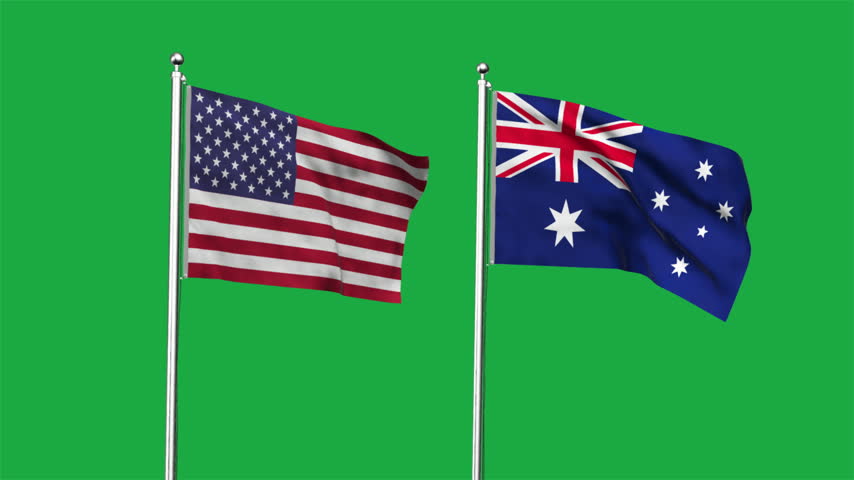 High detailed flag of USA and Australia. United States of America and Australia flag. 3D Illustration.