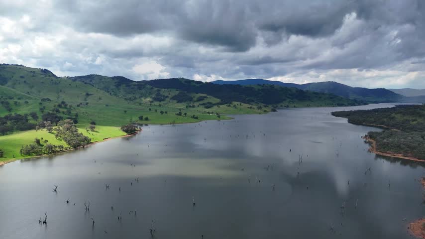Lake Hume under a cloudy sky