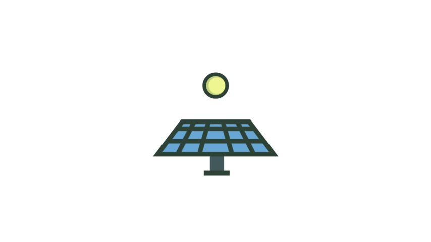 Vector illustration of solar panels generating clean energy under the sun, representing renewable energy and green technology
