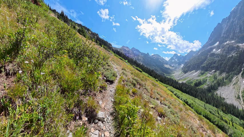 Hiking Uphill toward Easy Pass in North Cascades National Park