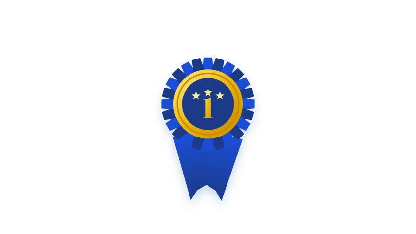 A detailed award badge featuring a ribbon and medal symbolizing achievement, excellence, and recognition in various fields.