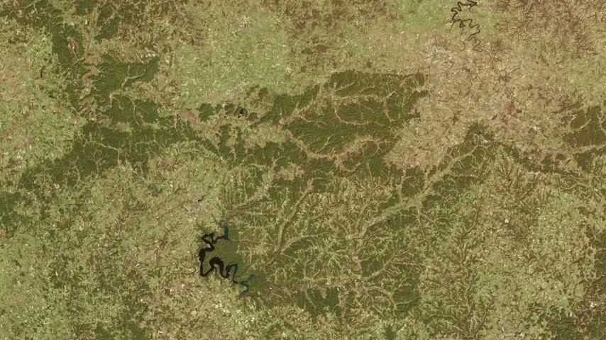 Kentucky State animation map with flag  
