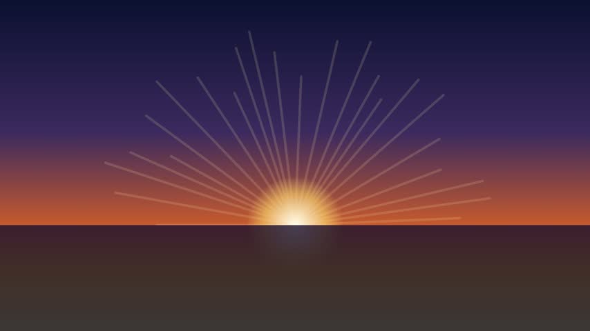 Dawn gradient with radiant light rays bursting from horizon new year sunrise