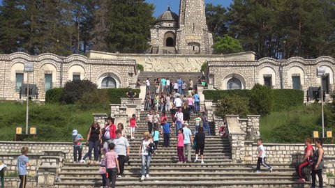 ROMANIA,  MATEIAS MAUSOLEUM , JUNE 08, 2013, Crowd of People, Tourists, Visiting a Mausoleum, Trip, Excursion