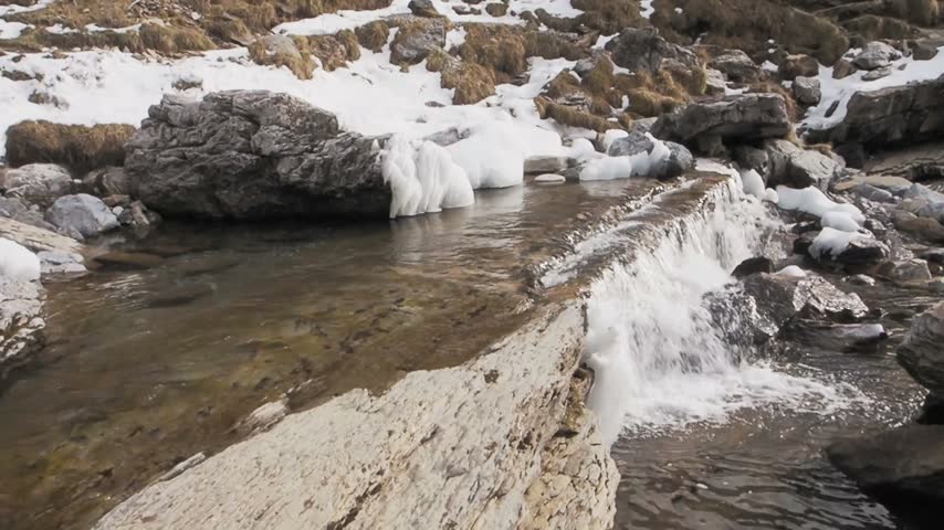 Powerful waterfall and tranquil mountain stream