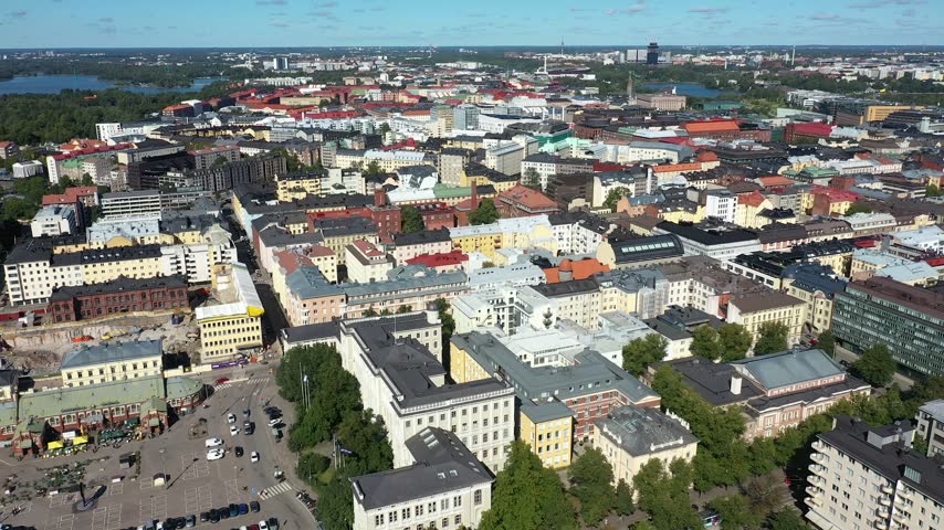 Aerial Drone View of Helsinki, Finland