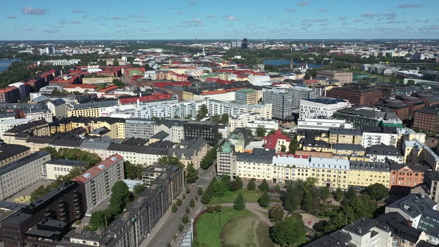 Aerial Drone View of Helsinki, Finland
