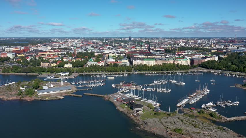 Aerial Drone View of Helsinki, Finland