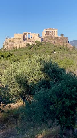 View across Athens to the Acropolis and Parthenon temples, Greece	
