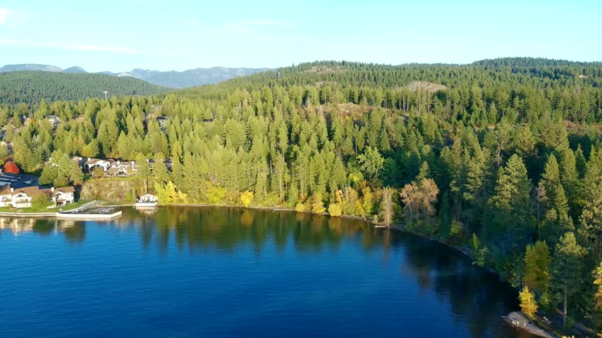 Bigfork Bridge Aerial Autumn Lake View