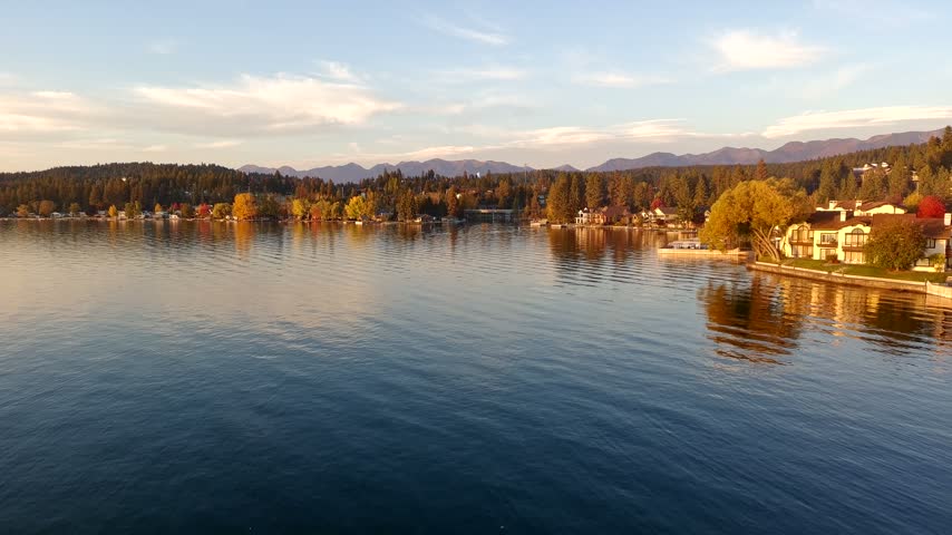 Bigfork Flathead Lake Autumn Aerial View