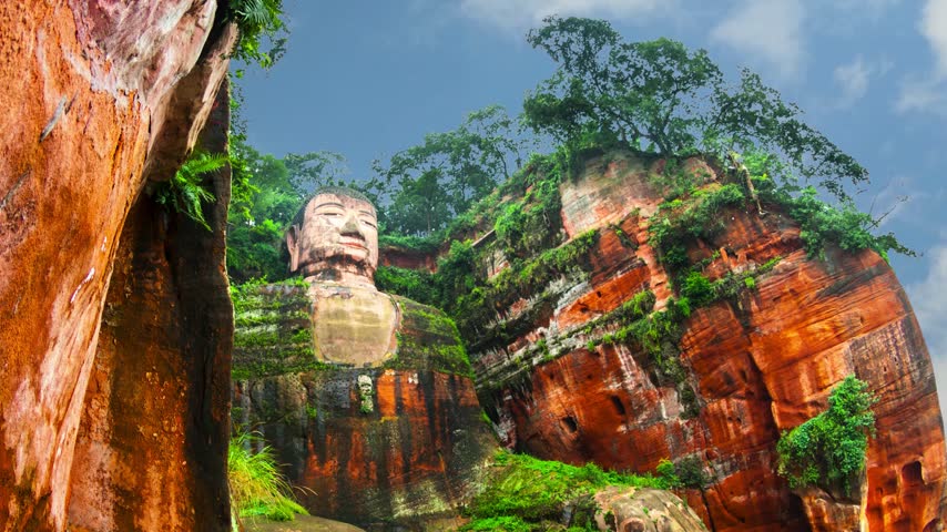 SICHUAN, CHINA-MAY 19, 2024-The Giant Leshan Buddha is the biggest and tallest stone Buddha statue in the world in the southern part of Sichuan, China, near the city of Leshan.Leshan giant buddha. Sichuan province, China