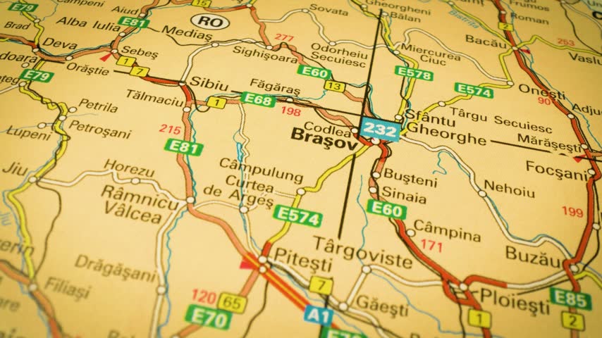 Roads leading to Bucharest, Romania – smooth map flyover