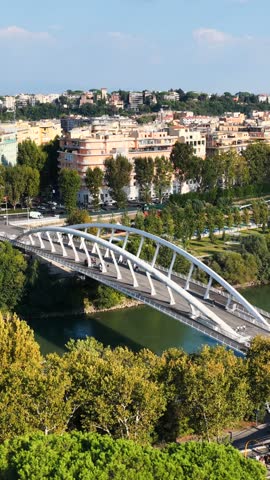 The Ponte della Musica over the Tiber River in Rome, Italy.
The bridge connecting the Flaminio district to the Foro Italico complex.
