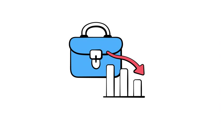 Premium hand drawn animated icon of unemployment shows market layout decline job crises.