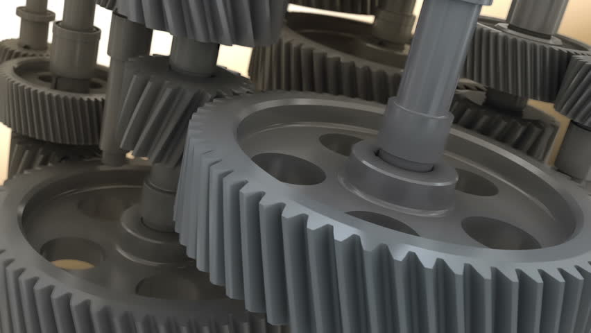 Industrial mechanism with rotating gears - animated loop