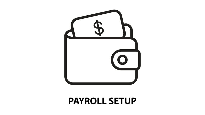 Payroll Setup Icon with Wallet and Dollar Symbol for Salary Payment, Wage Management and Employee Compensation Vector Line Illustration.