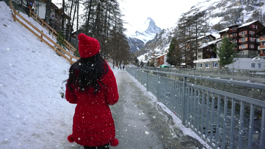 Tourist enjoy landscape at Zermatt in winter, Switzerland.