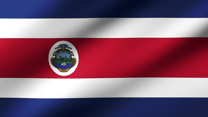 Costa Rica flag waving in the wind 4K animation background