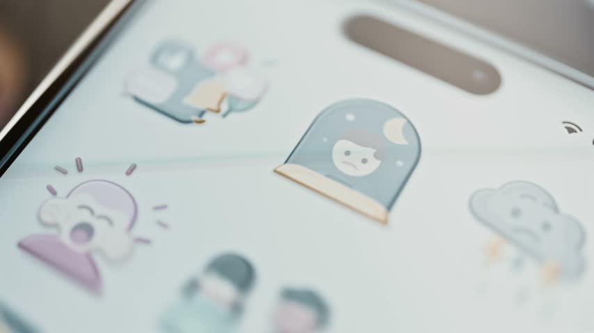 Nighttime mood icon rests among emotional weather symbols