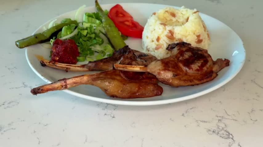 Grilled Lamb Chops Food Presentation on a Plate - Juicy Grilled Lamb Chops Served on a Plate