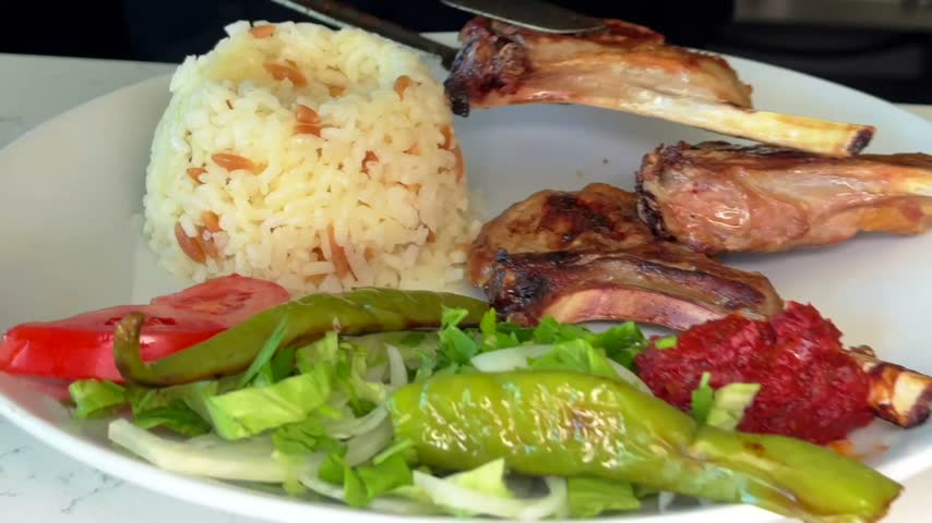 Grilled Lamb Chops Food Presentation on a Plate - Juicy Grilled Lamb Chops Served on a Plate