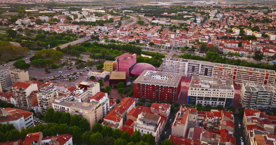 Aerial view of the beautiful historic city center of Perpignan, located in southern France near the Spanish border and the Mediterranean coast