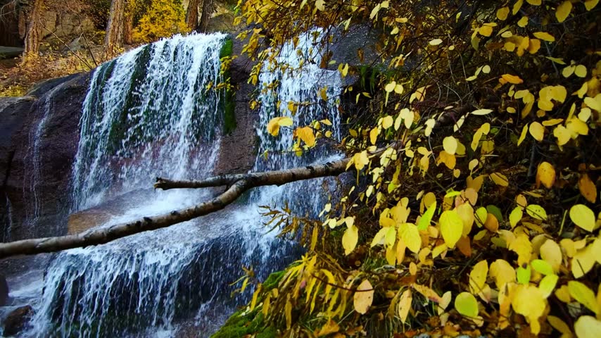 October fall colors and a waterfall in the Eastern Sierra