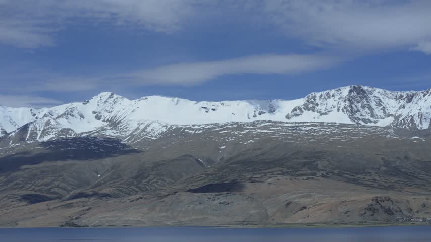 A Shot of Scenic Snow Covered Peaks in the Tso Moriri Region Ladakh
