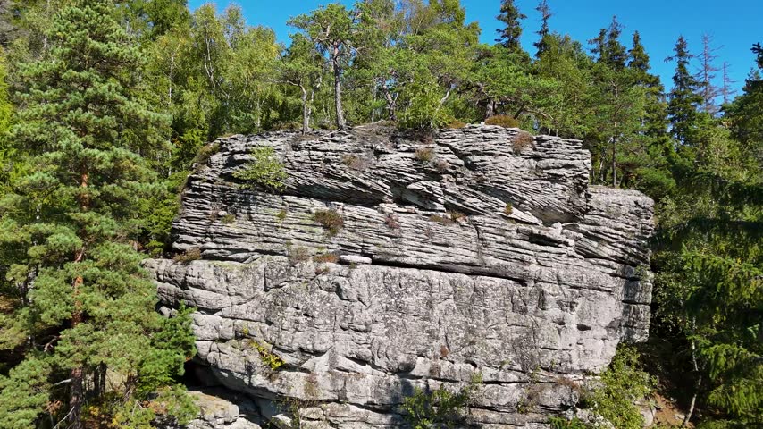 Aerial view of the Black Hills in South Dakota, USA. Rocks, mountains, and forest.