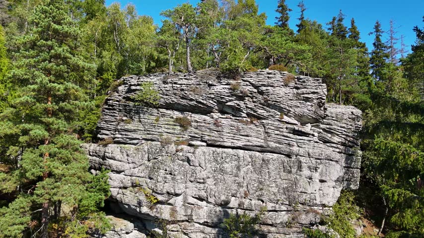 Aerial view of the Black Hills in South Dakota, USA. Rocks, mountains, and forest.