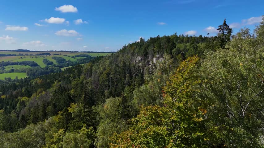 Aerial view of the Black Hills in South Dakota, USA. Rocks, mountains, and forest.