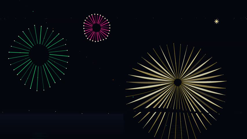 Abstract vector background illustration featuring colorful firework bursts.
