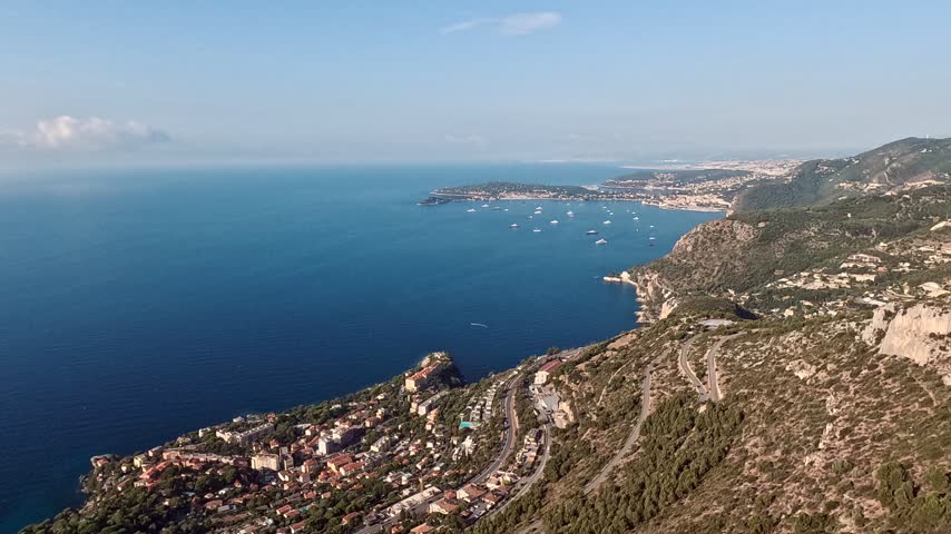 French Riviera, view of the coast. View from the mountain summit.