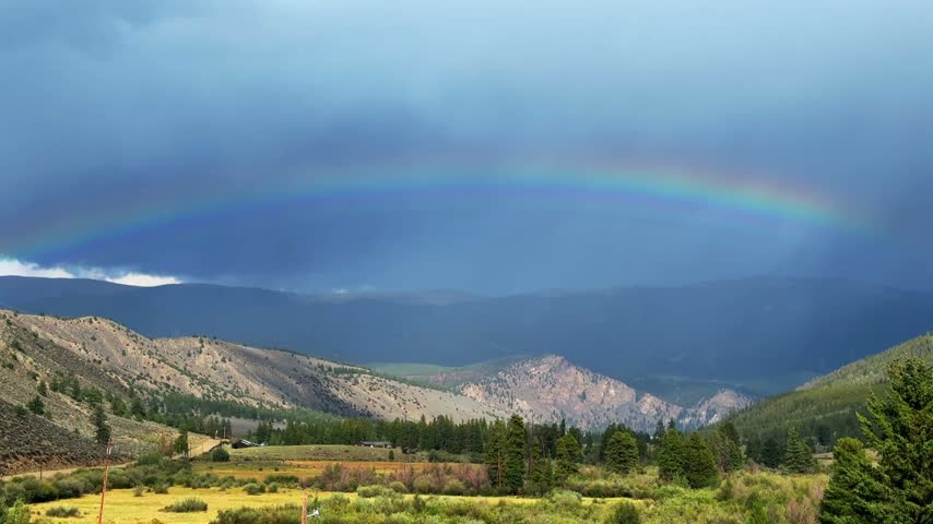 Rocky Mountains Colorado summer rainbow in Collegiate Peaks Wilderness Mount Missouri Gulch Trail nature landscape Buena Vista Leadville Twin Lakes afternoon dark rain clouds sunny Sawatch Range