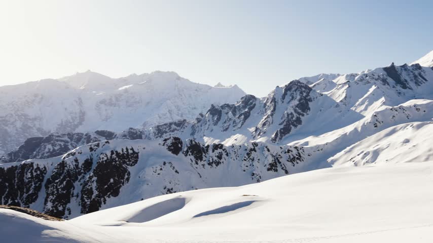 Beautiful Snow Covered Himalayan Peaks in Winter Landscape