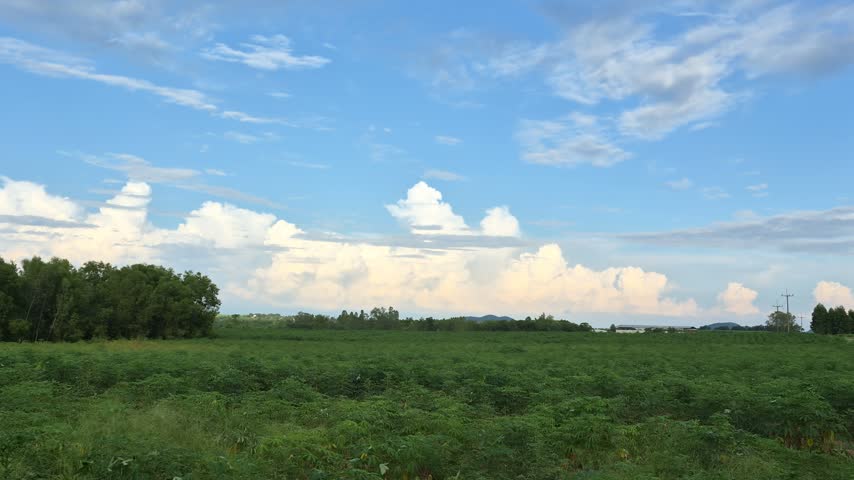 Storm cloud over green field