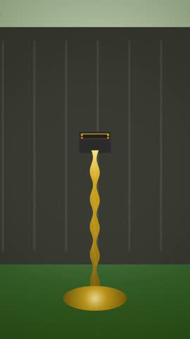 Minimalist stylized Kaaba of Mecca on golden wavy pedestal Islamic holy shrine abstract vector illustration